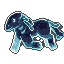 Animated pixel art of the Driftmare, a ghostly blue horse